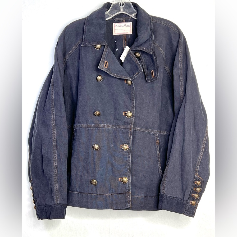 FP We The FreeNavy Double-Breasted Jacket with Brass Buttons SZ.Sm. NWT #122
